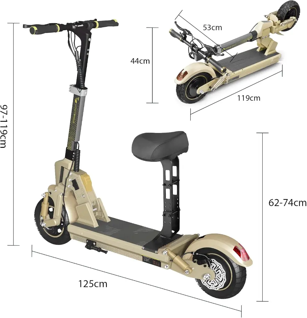 Scooter Electrico Honeywhale C1 PRO con asiento (Negro)