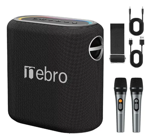 [124928] BOCINA INALAMBRICA NEBRO WG-080 5.0 4000MAH 40W RGB CON MIC (Negro)