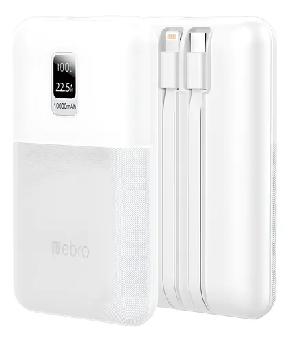 [130373] BATERIA EXTERNA NEBRO WB-070 10000MAH CARGA RAPIDA 22.5W (Blanco)