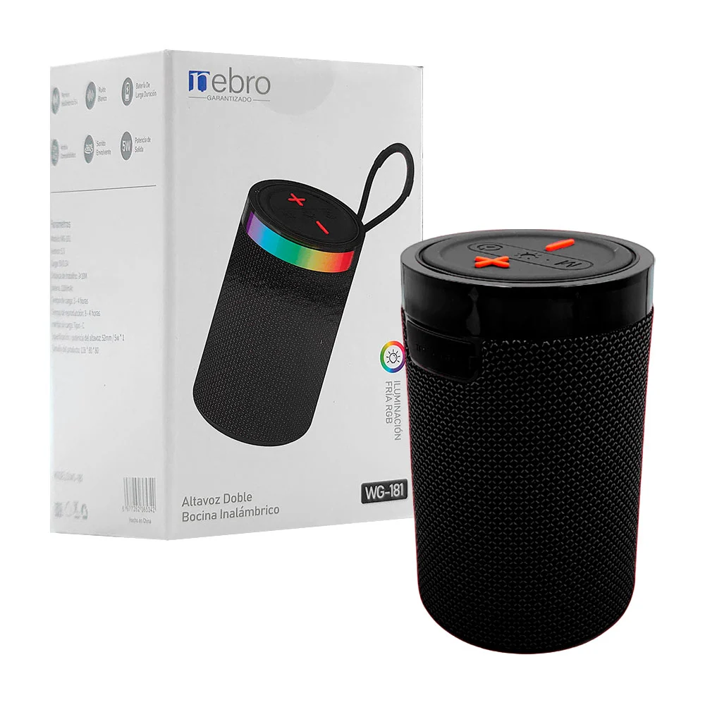 BOCINA INALAMBRICA NEBRO WG-181 V5.3 CARGA 5W RGB