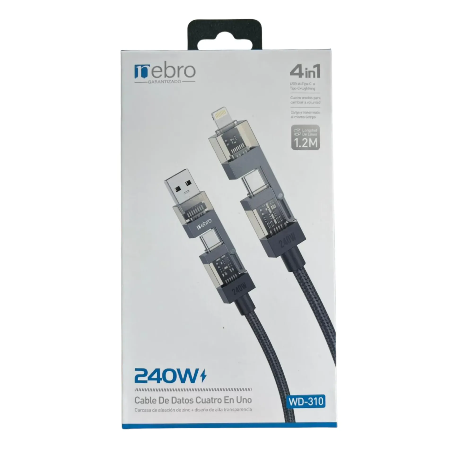 [131042] CABLE NEBRO WD-310 DATOS 4 EN 1 240W 1.2M (Negro)