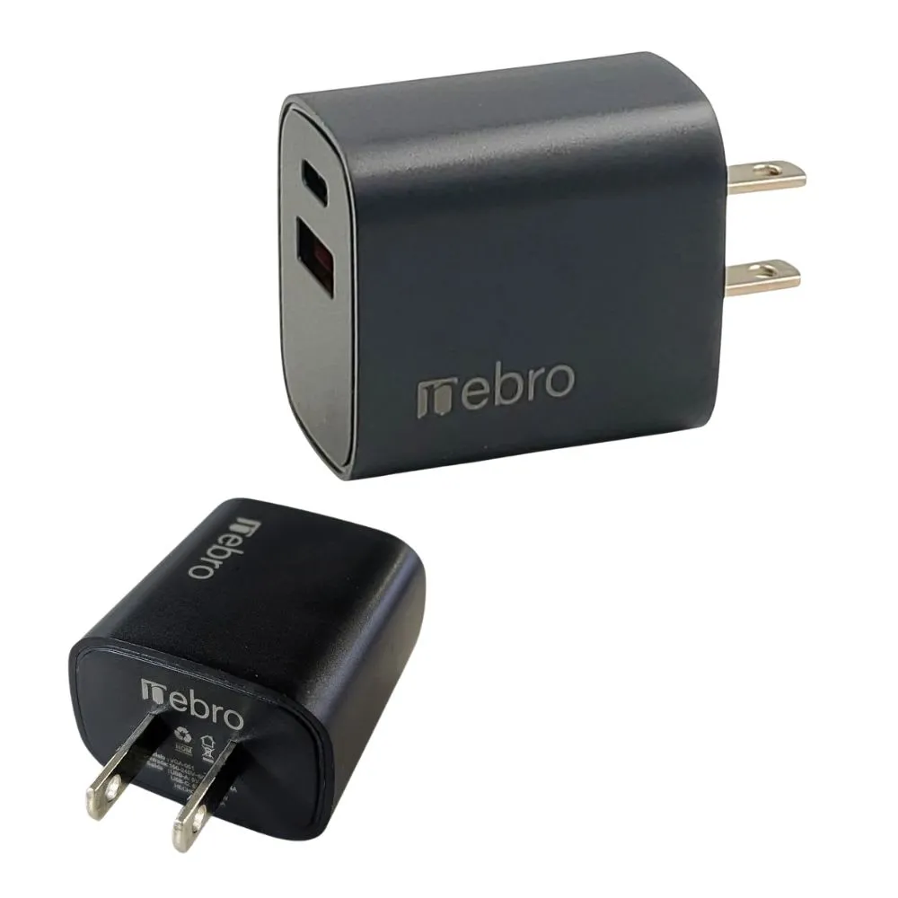 CARGADOR NEBRO VGA-051 CUBO DOBLE PUERTO USB-A + USB-C 12W SIN CABLE A GRANEL