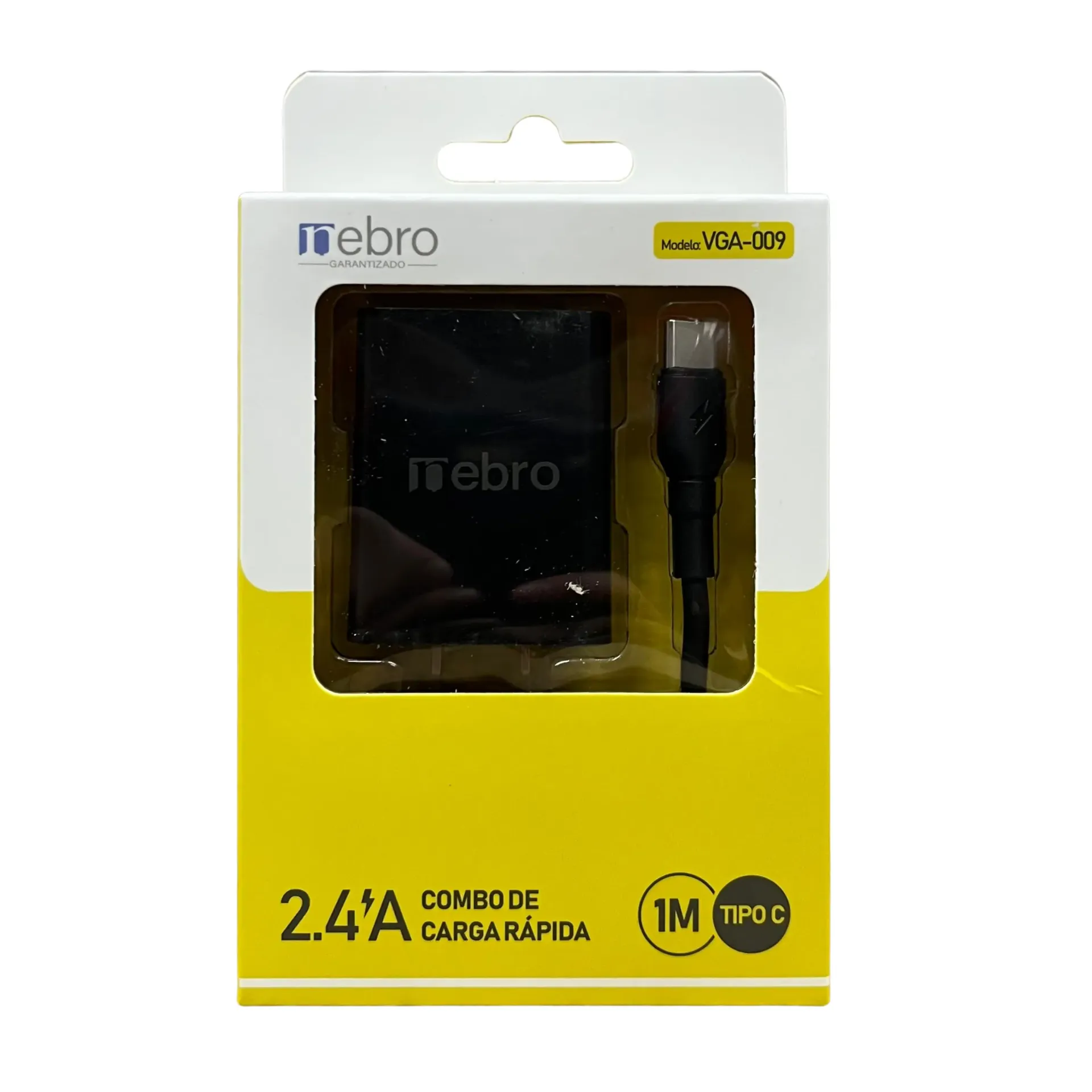 [113112] CARGADOR NEBRO VGA-009 COMBO CARGA RAPIDA TIPO-C 2.4A 1M (Negro)